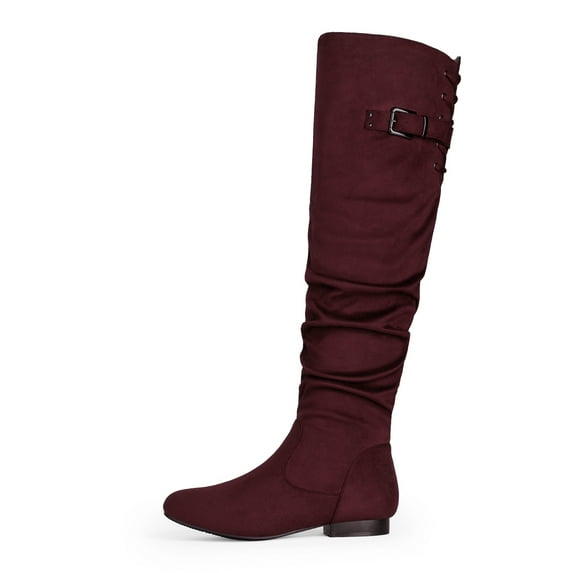 Dream Pairs Women's Fashion Casual Over The Knee Pull On Slouchy Boots COLBY BURGUNDY Size 11