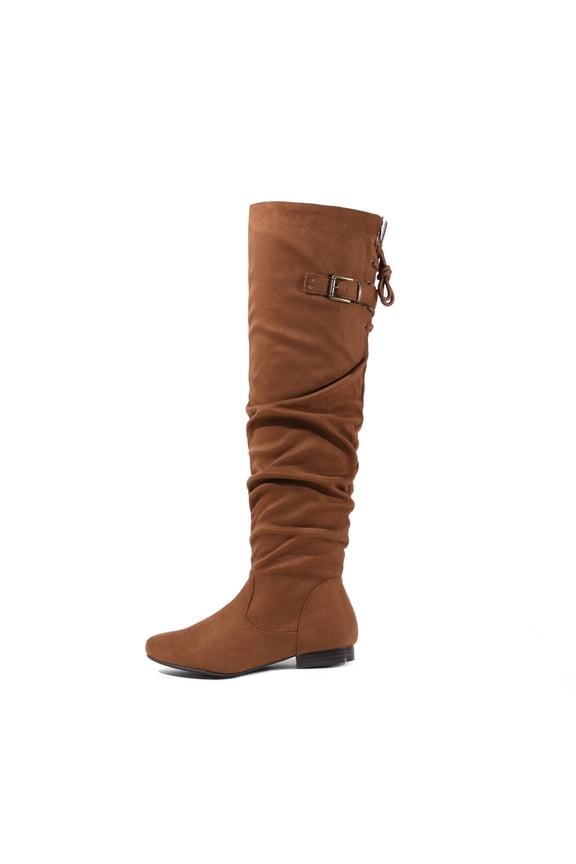 Women's Fashion Casual Over The Knee Pull On Slouchy Boots COLBY TAN Size 9.5