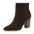 thumbnail image 1 of Dream Pairs Women's Fashion Chunky Block Heel Ankle Boots Party Work Ankle Boots ANITA DARK/BROWN/SUEDE Size 6, 1 of 6