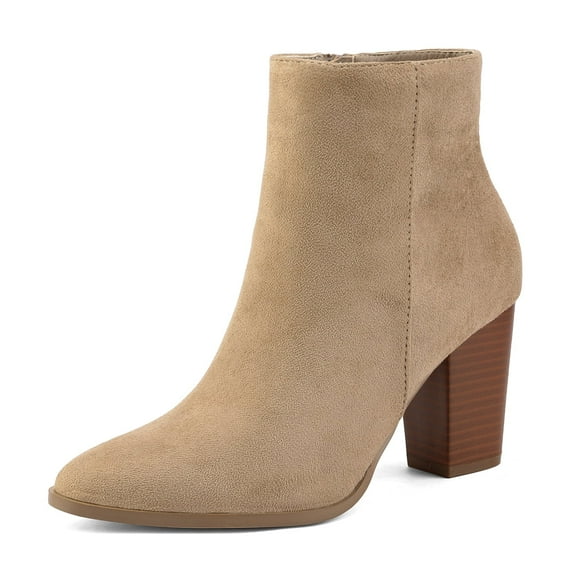 Dream Pairs Women's Fashion Chunky Block Heel Ankle Boots Party Work Ankle Boots ANITA SAND/SUEDE Size 8