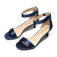 thumbnail image 1 of BURUDANI Women's Fashion Comfort Ankle Strap Stilettos Low Heel Pump Heeled Sandals Party Dress Shoes NAVY Size 9.5, 1 of 5