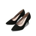 thumbnail image 1 of BURUDANI Women's Fashion Comfort Pointed Toe Stilettos Pump Shoes Slip On Low Heel Dress Shoes BLACK/NUBUCK Size 10, 1 of 5
