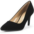 thumbnail image 1 of Dream Pairs Women's Fashion Comfort Pointed Toe Stilettos Pump Shoes Slip On Low Heel Dress Shoes KUCCI BLACK/SUEDE Size 7, 1 of 6