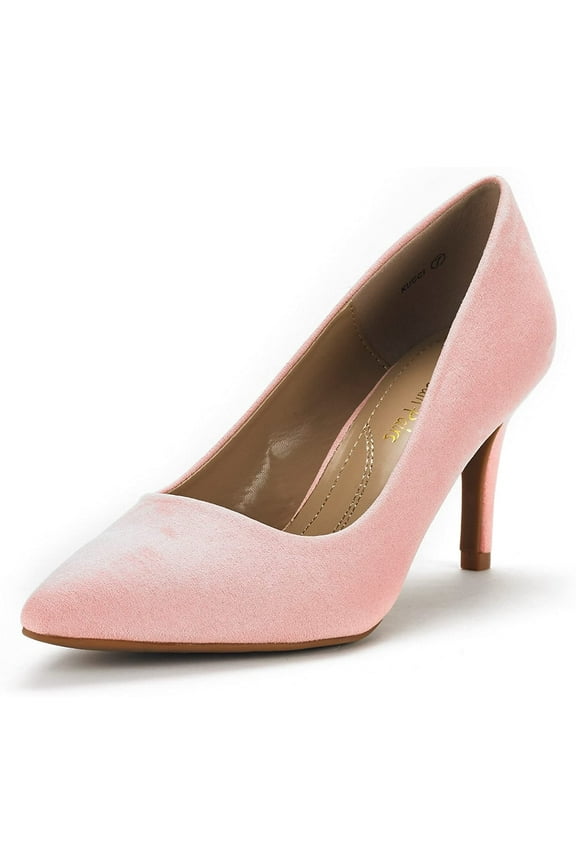 Women's Fashion Comfort Pointed Toe Stilettos Pump Shoes Slip On Low Heel Dress Shoes KUCCI PINK Size 9