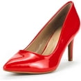 thumbnail image 1 of Dream Pairs Women's Fashion Comfort Pointed Toe Stilettos Pump Shoes Slip On Low Heel Dress Shoes KUCCI RED/PAT Size 7.5, 1 of 5