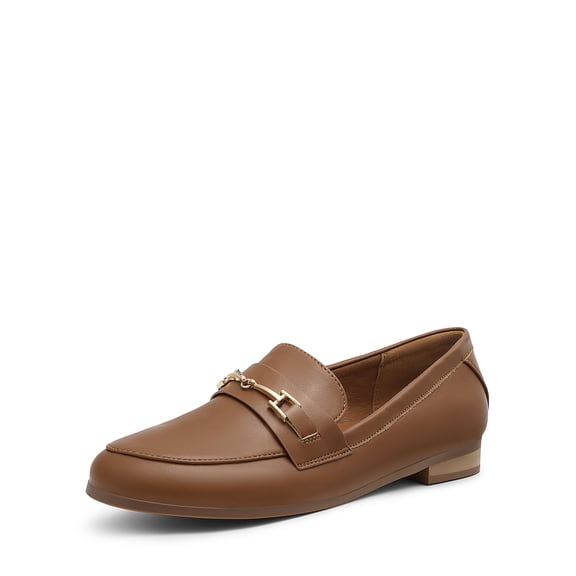 Dream Pairs Women's Fashion Comfortable Loafers Leather Penny Loafers Flats Shoes SDLS2312W BROWN-PU Size 9