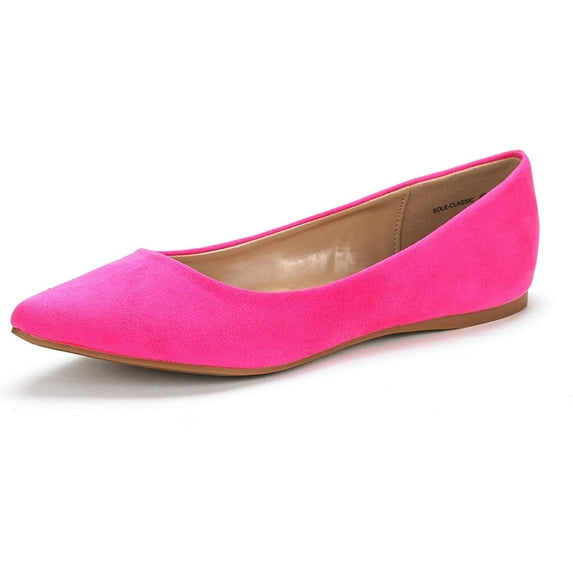 Dream Pairs Women's Fashion Flat Shoes Ballet Shoes Slip On Ladies Dress Shoes FUCHSIA SOLE-CLASSIC size 6.5