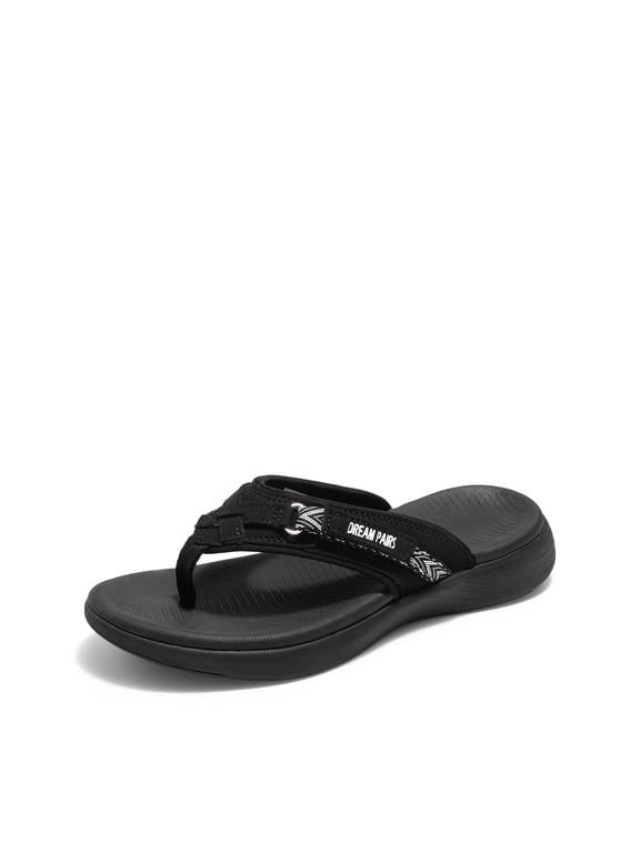 Women'S Fashion Flip Flops Comfort Arch Support Soft Cushion Sandals Slippers Black Size 10
