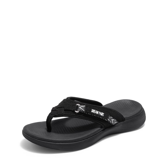 DREAM PAIRS Women'S Fashion Flip Flops Comfort Arch Support Soft Cushion Sandals Slippers Black Size 10