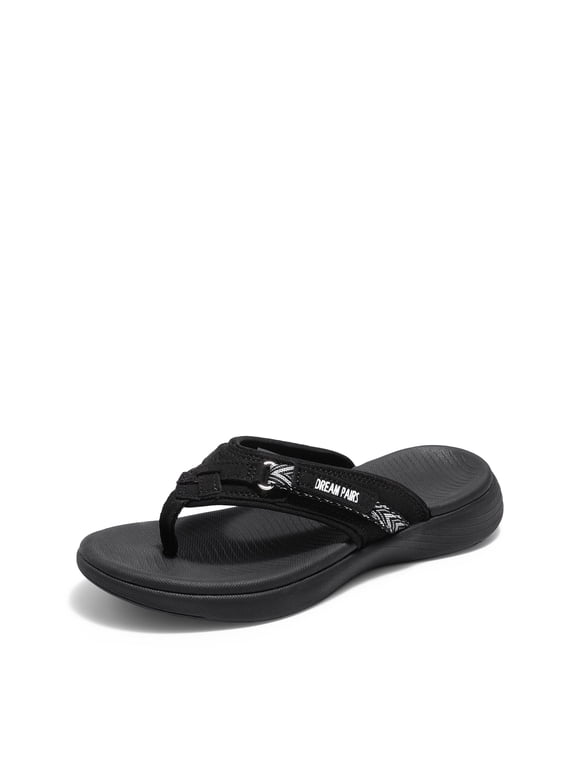 Women'S Fashion Flip Flops Comfort Arch Support Soft Cushion Sandals Slippers Black Size 10