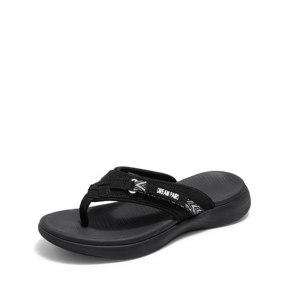 DREAM PAIRS Women'S Fashion Flip Flops Comfort Arch Support Soft Cushion Sandals Slippers Black Size 7.5