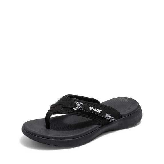 DREAM PAIRS Women'S Fashion Flip Flops Comfort Arch Support Soft Cushion Sandals Slippers Black Size 8