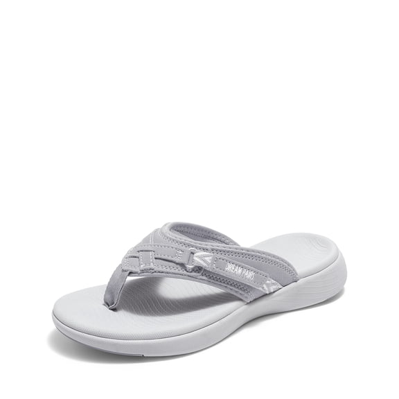 DREAM PAIRS Women'S Fashion Flip Flops Comfort Arch Support Soft Cushion Sandals Slippers Grey Size 7