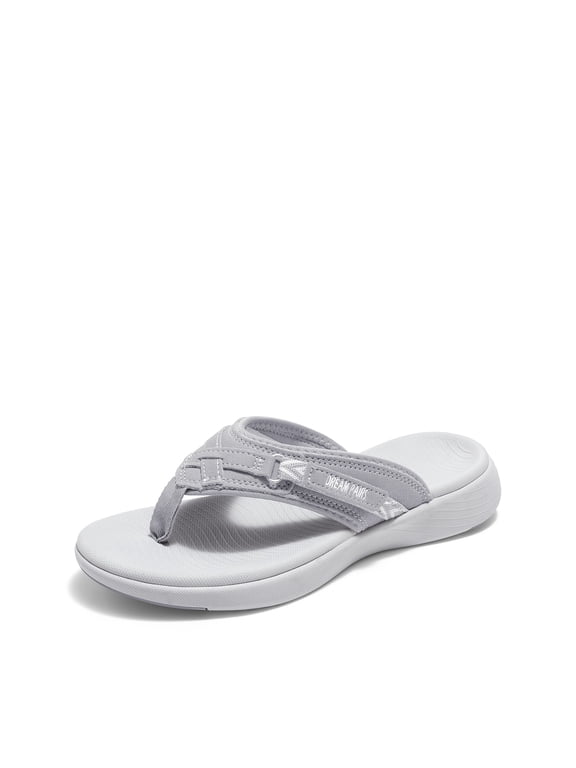Women'S Fashion Flip Flops Comfort Arch Support Soft Cushion Sandals Slippers Grey Size 8.5