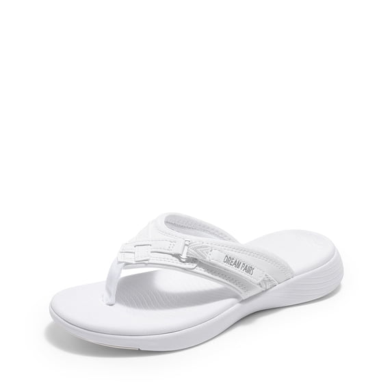DREAM PAIRS Women'S Fashion Flip Flops Comfort Arch Support Soft Cushion Sandals Slippers White Size 7