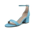thumbnail image 1 of BURUDANI Women's Fashion Low Chunky Heel Sandals Open Toe Ankle Strap Dress Heel Shoes BLUE/SUEDE Size 7.5, 1 of 4