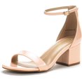 thumbnail image 1 of BURUDANI Women's Fashion Low Chunky Heel Sandals Open Toe Ankle Strap Dress Heel Shoes Blush/Pat Size 9.5, 1 of 3