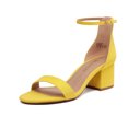 thumbnail image 1 of Dream Pairs Women's Fashion Low Heel Ankle Strap Pump Sandals Open Toe Party Dress Shoes LOW-CHUNK YELLOW/SUEDE Size 6.5, 1 of 5