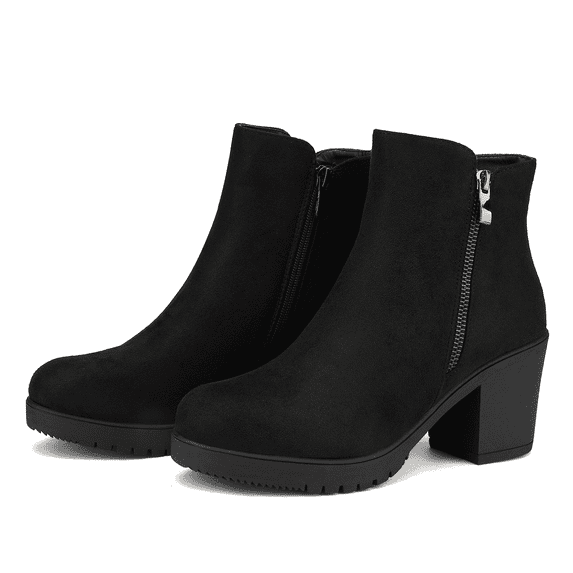 BURUDANI Women's Fashion Low Heel Chunky Ankle Boots Winter Casual Party Boots Z0EY-2 BLACK Size 6.5