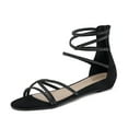 thumbnail image 1 of Dream Pairs Women's Fashion Open Toe Rhinestones Ankle Straps Summer Flat Sandals Weitz Black Size 6, 1 of 5