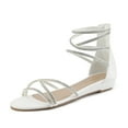 thumbnail image 1 of Dream Pairs Women's Fashion Open Toe Rhinestones Ankle Straps Summer Flat Sandals Weitz White Size 9, 1 of 5