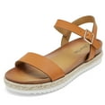 thumbnail image 1 of Dream Pairs Women's Fashion Platform Wedge Sandals Ladies Ankle Strap Espadrille Sandals Sunna Tan/Pu Size 5, 1 of 3