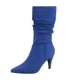 thumbnail image 1 of BURUDANI Women's Fashion Pointed Toe Mid Calf Boots Stiletto High Heel Slouch Zipper Boots KIMLY ROYAL/BLUE/SUEDE Size 9.5, 1 of 5