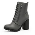 thumbnail image 1 of Dream Pairs Women's Fashion Round Toe Heel Ankle Boots Stacked Zipper Work Ankle Boots SILVERADO GREY/PU Size 6, 1 of 3