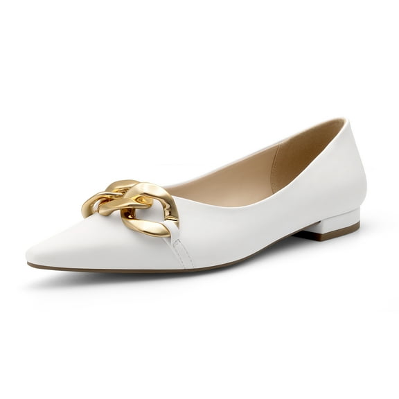 Dream Pairs Women's Flats Comfortable Women’s Dressy Ballet Pointed Toe Work Cute Chain Flats Shoes SDFA2211W