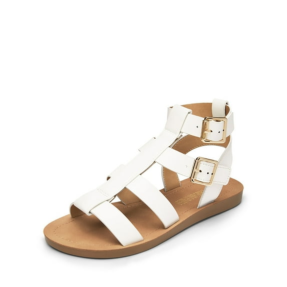 **Dream Pairs Women’s Gladiator Sandals – Strappy Flat Sandals with Adjustable Straps & Cushioned Footbed