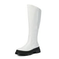 thumbnail image 1 of "Dream Pairs Women's Knee-High Boots, Comfortable Chunky Platform Side Zip Lug Sole Boots For Women SDKB2210W WHITE/PU Size 7.5", 1 of 5