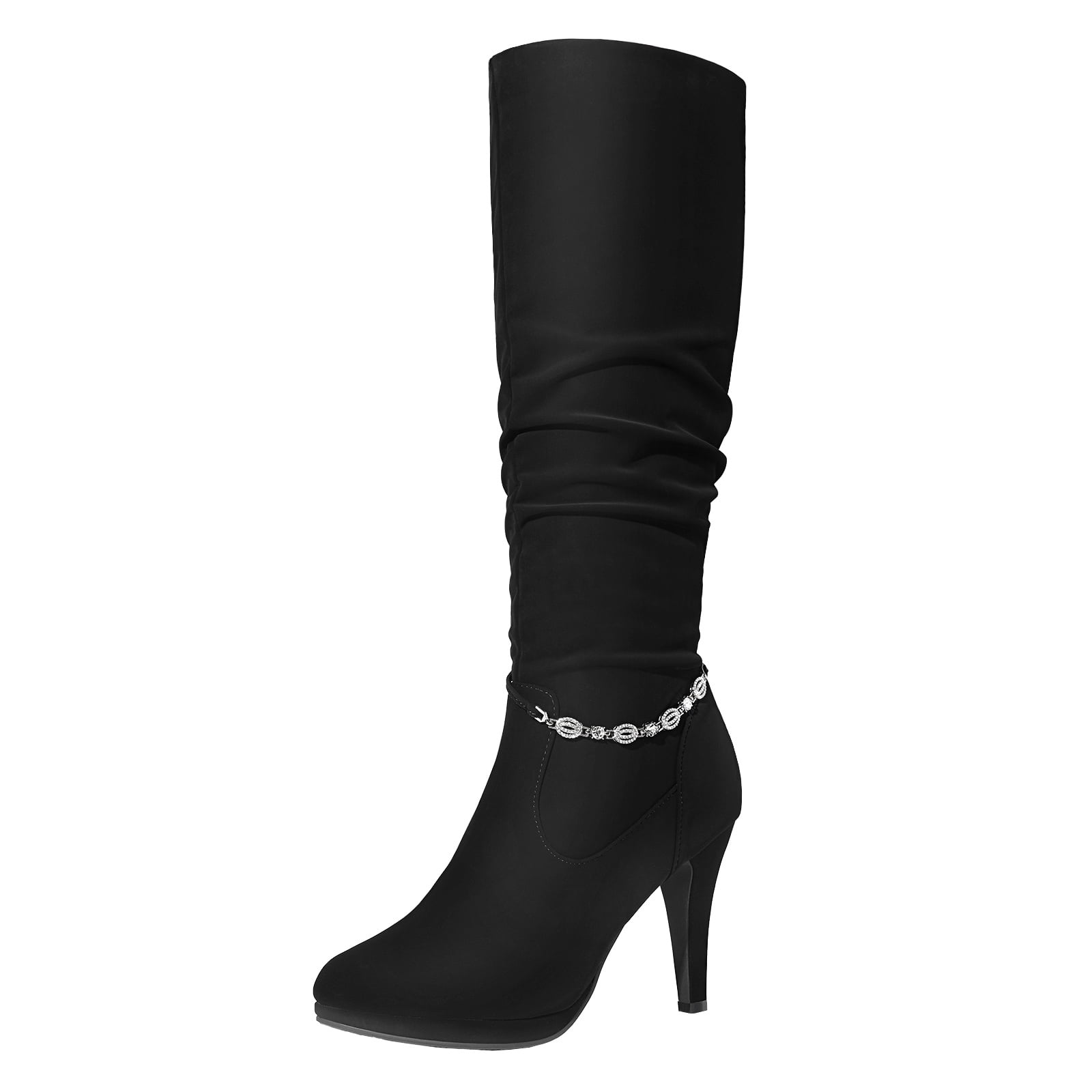 Dream Pairs Women's Knee High Platform Heel Boots SARAHMID BLACK