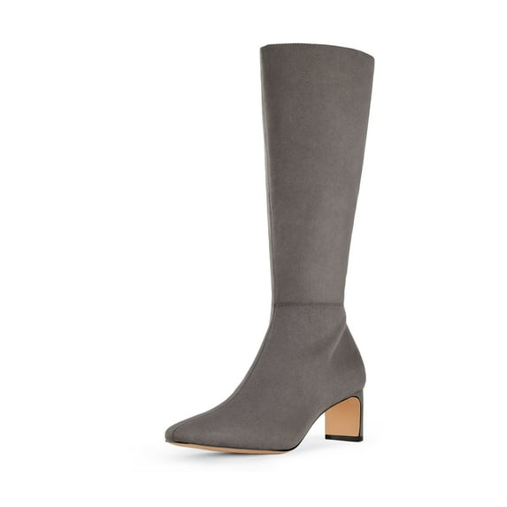 Dream Pairs Women's Knee High Suede Chunky Heel Side Zipper Fashion Boots DKB211 DARK/GREY Size 11