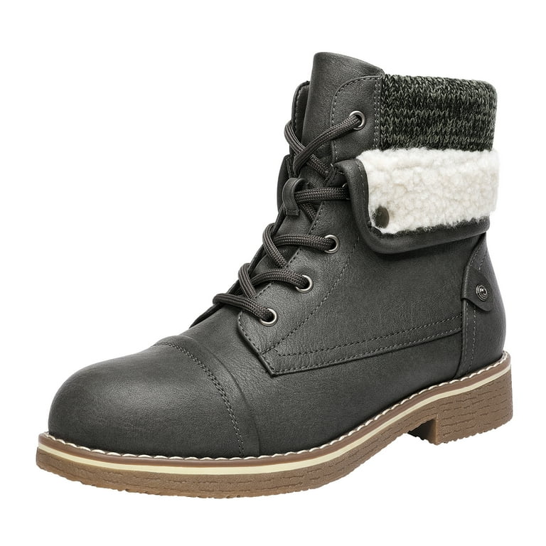 Dream Pairs Women's Lace Up Combat Boots Low Heel Winter Ankle