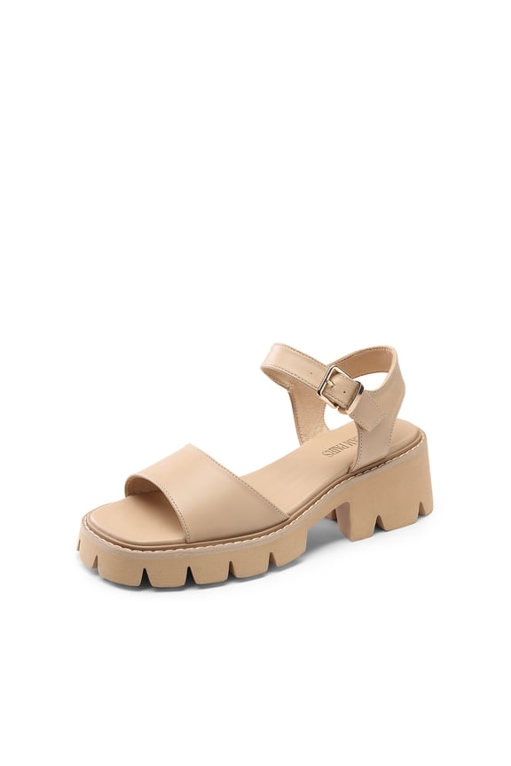 Women's Lug Sole Low Platform Chunky Block Heels Square Toe Ankle Straps Sandals SDHS2316W