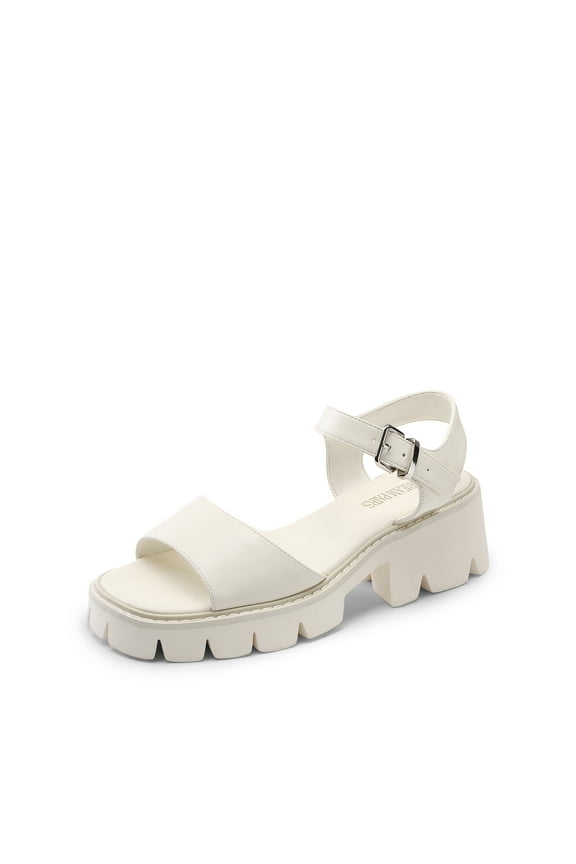 Women's Lug Sole Low Platform Chunky Block Heels Square Toe Ankle Straps Sandals SDHS2316W