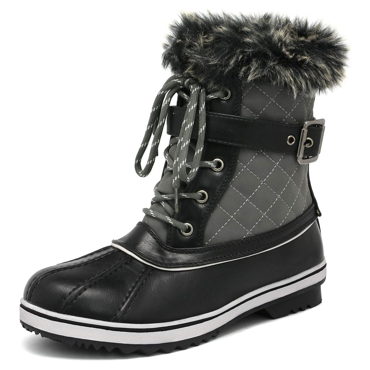 Dream Pairs Women's Mid Calf Outdoor Snow Boots Waterproof Winter Snow Boots RIVER_3 GREY Size 9