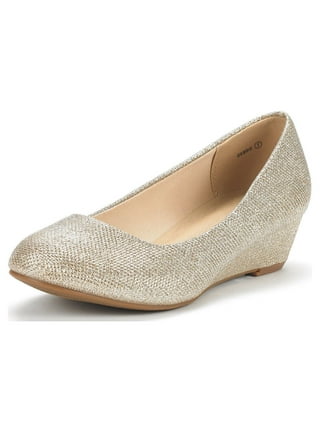 Gold wedge dress shoes on sale