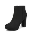 thumbnail image 1 of Dream Pairs Women's New Slip On Ankle Boots Chunky High Heel Side Zipper Boots STOMP BLACK Size 8, 1 of 5
