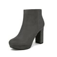 thumbnail image 1 of Dream Pairs Women's New Slip On Ankle Boots Chunky High Heel Side Zipper Boots STOMP GREY Size 6, 1 of 5
