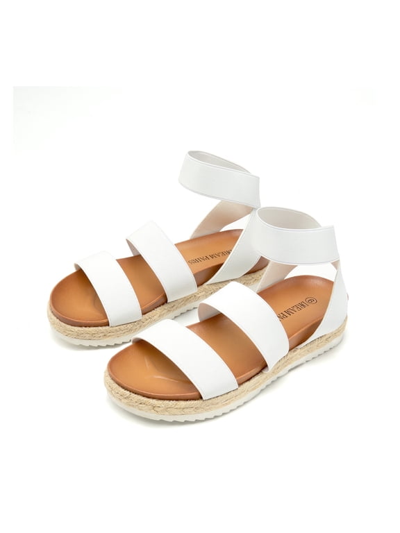 Women's Open Toe Ankle Strap Espadrille Flatform Platform Wedge Sandals