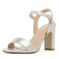 thumbnail image 1 of Dream Pairs Women's Open Toe Ankle Strap High Chunky Heel Sandals Fashion Party Dress Sandals GISELA-1 SILVER Size 10, 1 of 5