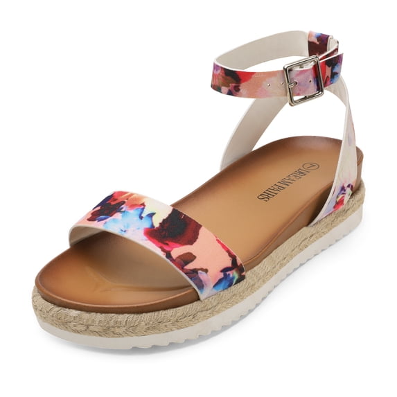 Dream Pairs Women's Open Toe Espadrille Platform Sandals Soft Comfort Summer Shoes Classic KATHY FLORAL Size 8