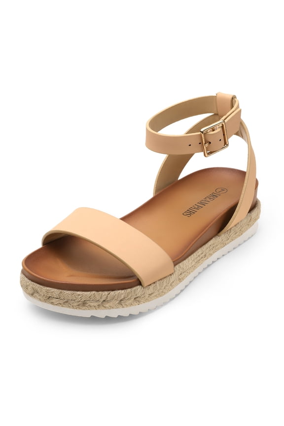 Women's Open Toe Espadrille Platform Sandals Soft Comfort Summer Shoes Classic KATHY NUDE/NUBUCK Size 8.5