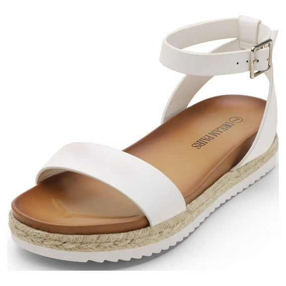 Dream Pairs Women's Open Toe Espadrille Platform Sandals Soft Comfort Summer Shoes Classic KATHY WHITE/PU Size 11