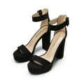 thumbnail image 1 of BURUDANI Women's Party Dress Shoes Ankle Strap Wedding High Chunky Platform Heel Sandals BLACK/SUEDE Size 10, 1 of 6