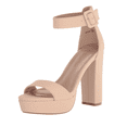 thumbnail image 1 of Dream Pairs Women's Party Dress Shoes Ankle Strap Wedding High Chunky Platform Heel Sandals HI-LO NUDE/NUBUCK Size 10, 1 of 5