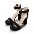thumbnail image 1 of BURUDANI Women's Party Dress Shoes Fashion Ankle Strap Wedding High Chunky Platform Heel Sandals BLACK/NUBUCK Size 8, 1 of 6