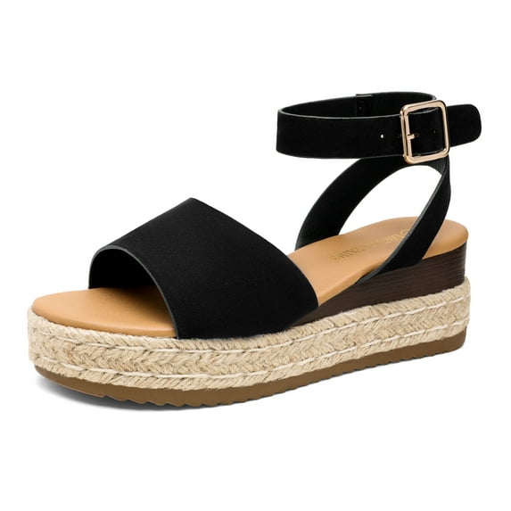 Dream Pairs Women's Platform Ankle Strap Open Toe Espadrille Wedge Sandals