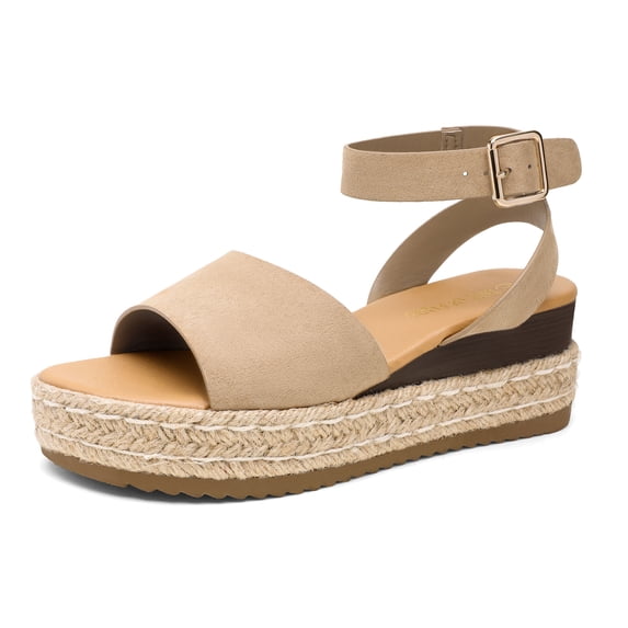 Dream Pairs Women's Platform Ankle Strap Open Toe Espadrille Wedge Sandals